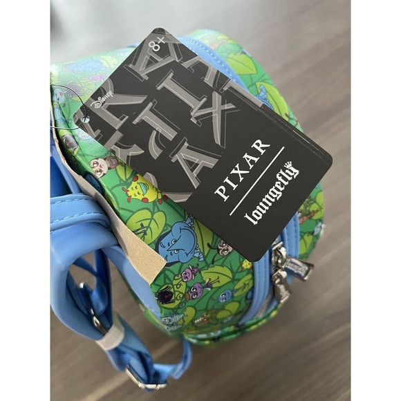 NWT Loungefly Disney Pixar It’s A Bugs Life Mini Faux Leather Green Backpack - Picture 9 of 11